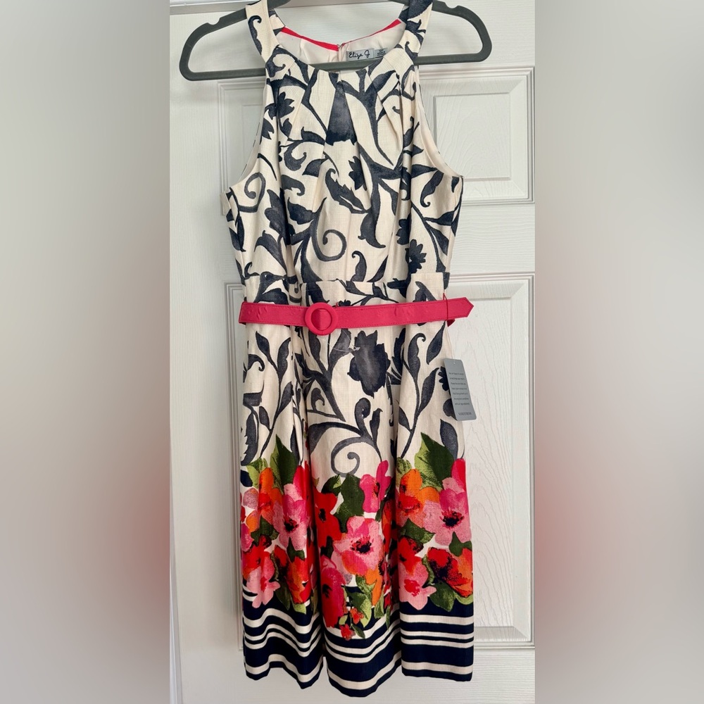 NWT | Eliza J | Sleeveless Floral Dress | Cream/Multicolor | Size 12P